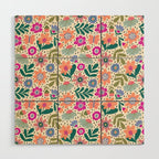 Summer Floral Pattern Wood Wall Art Gallery Image 1