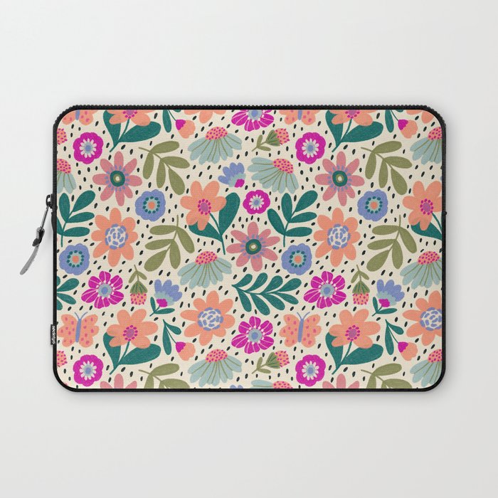 Summer Floral Pattern Laptop Sleeve Gallery Image 1
