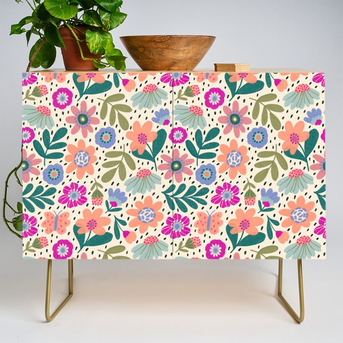 Summer Floral Pattern Credenza Gallery Image 1