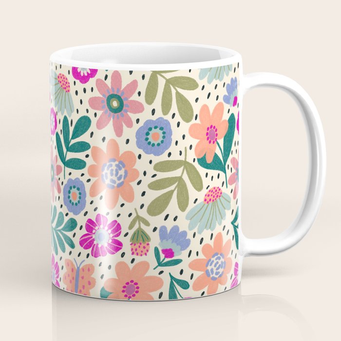 Summer Floral Pattern Coffee Mug Gallery Image 1
