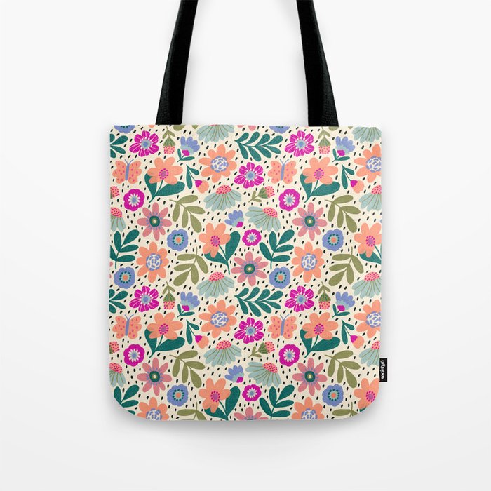 Summer Floral Pattern Tote Bag Gallery Image 1