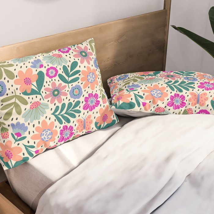 Summer Floral Pattern Pillow Sham Gallery Image 2