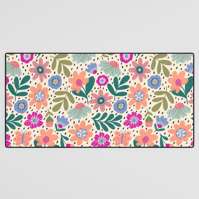 Summer Floral Pattern Desk Mat Gallery Image 3