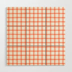 Red geometric plaid gingham pattern Wood Wall Art Gallery Image 1