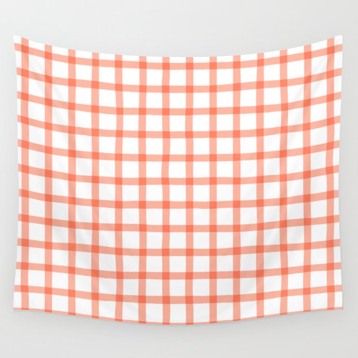 Red geometric plaid gingham pattern Wall Tapestry Gallery Image 1