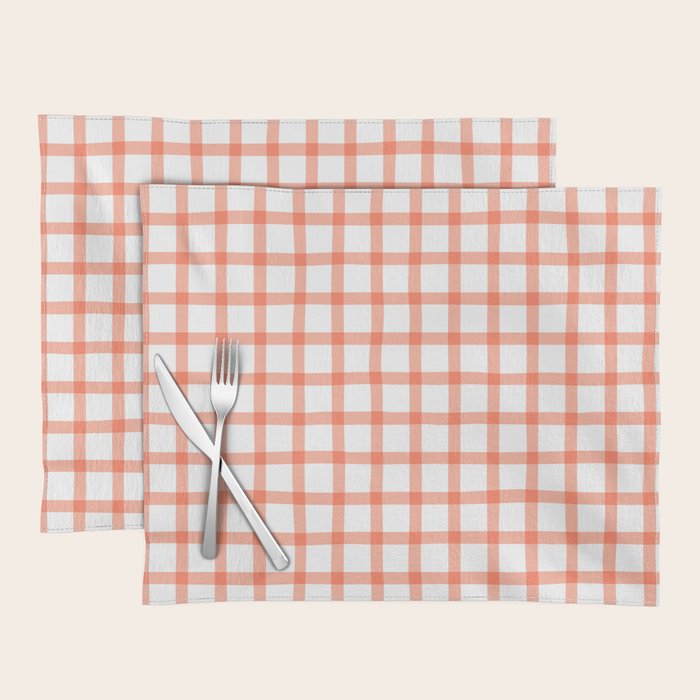 Red geometric plaid gingham pattern Placemat Gallery Image 1