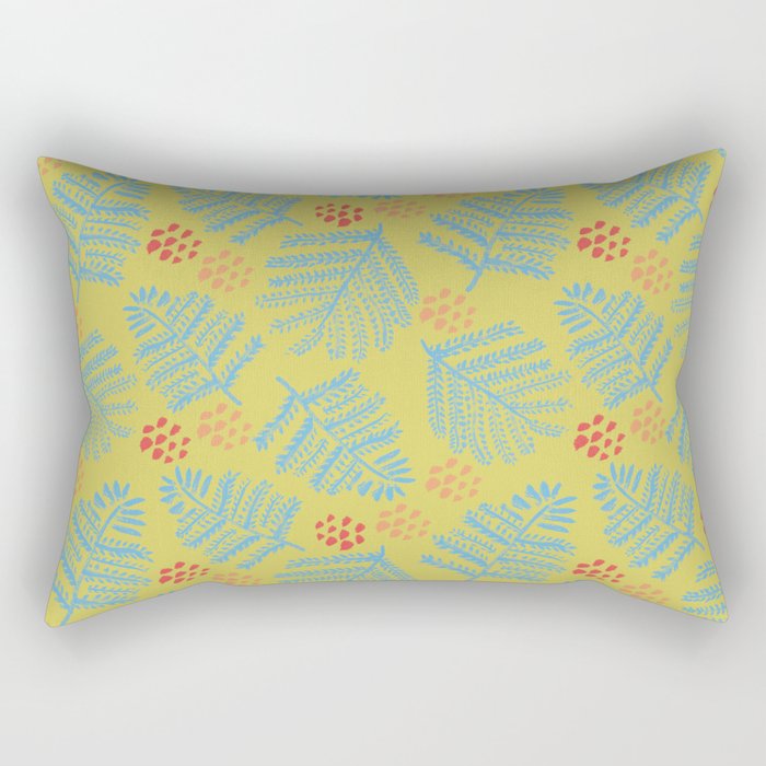 Winter & Woodsy Pine Trees in Yellow & Blue Rectangular Pillow Gallery Image 2
