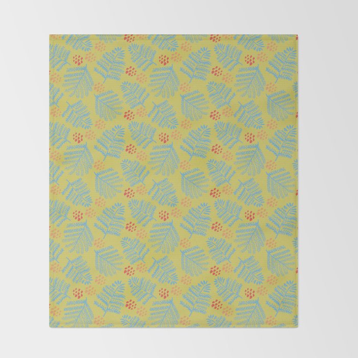 Winter & Woodsy Pine Trees in Yellow & Blue Throw Blanket Gallery Image 2