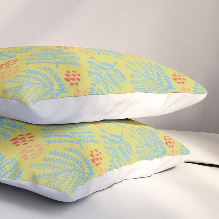Winter & Woodsy Pine Trees in Yellow & Blue Pillow Sham Gallery Image 3