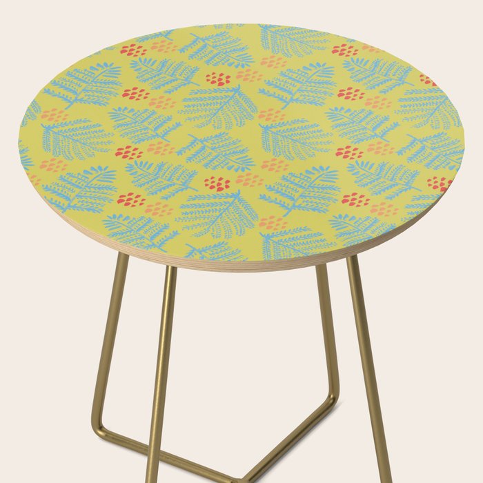 Winter & Woodsy Pine Trees in Yellow & Blue Side Table Gallery Image 2