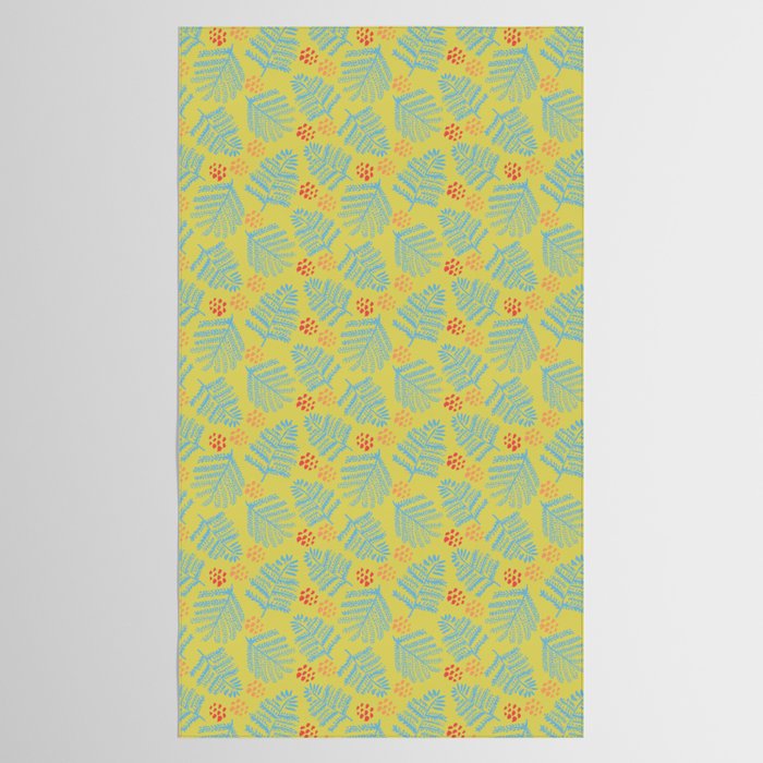Winter & Woodsy Pine Trees in Yellow & Blue Tablecloth Gallery Image 2