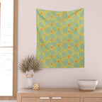 Winter & Woodsy Pine Trees in Yellow & Blue Wall Tapestry Gallery Image 2