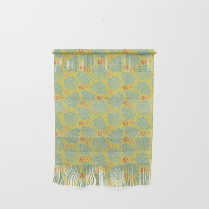 Winter & Woodsy Pine Trees in Yellow & Blue Wall Hanging Gallery Image 1
