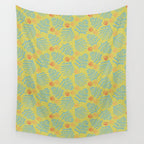 Winter & Woodsy Pine Trees in Yellow & Blue Wall Tapestry Gallery Image 4