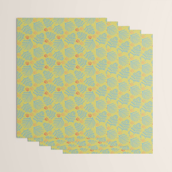 Winter & Woodsy Pine Trees in Yellow & Blue Wrapping Paper Gallery Image 3