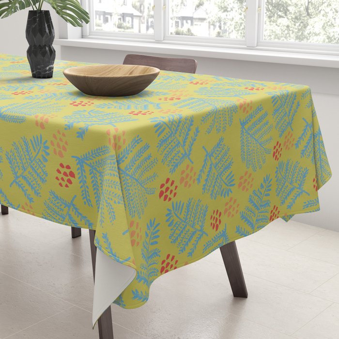 Winter & Woodsy Pine Trees in Yellow & Blue Tablecloth Gallery Image 3