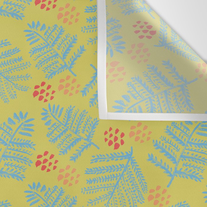 Winter & Woodsy Pine Trees in Yellow & Blue Wall Tapestry Gallery Image 3