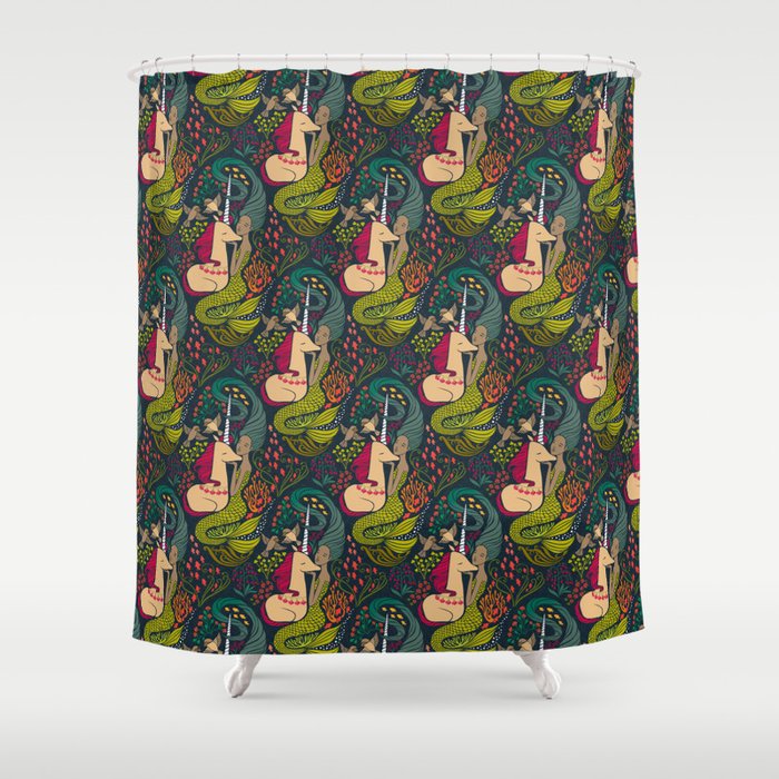 The Mermaid and the Unicorn Shower Curtain Gallery Image 1
