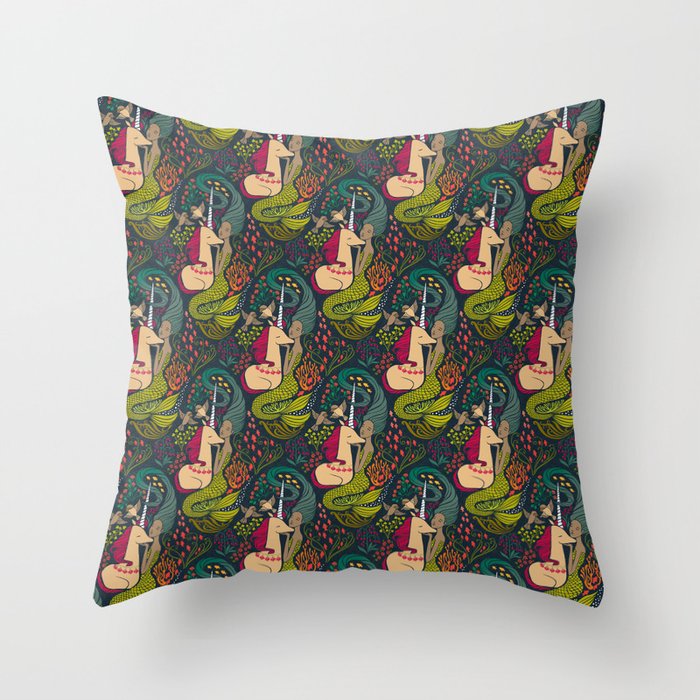 The Mermaid and the Unicorn Throw Pillow Gallery Image 6
