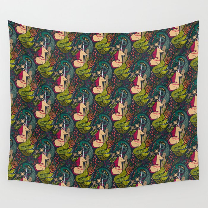 The Mermaid and the Unicorn Wall Tapestry Gallery Image 1