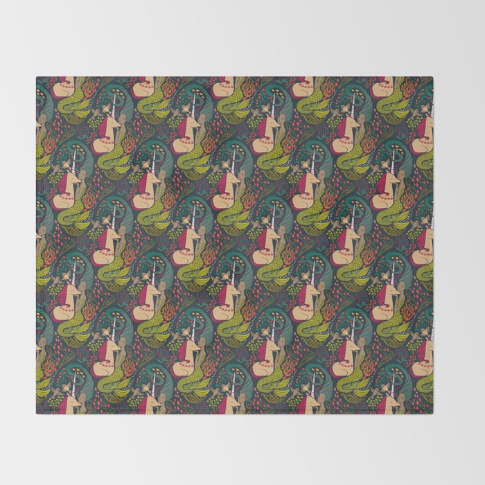 The Mermaid and the Unicorn Throw Blanket Gallery Image 2