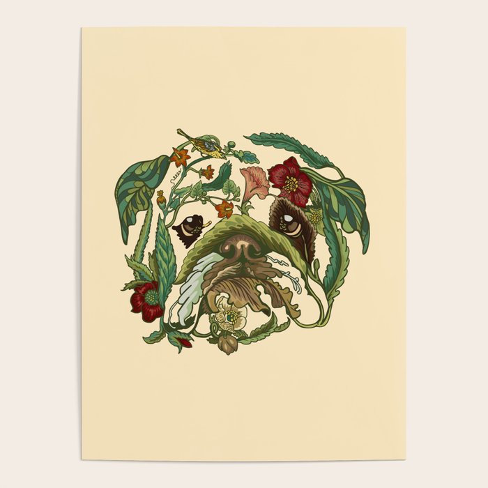 Botanical English Bulldog Poster Gallery Image 4