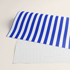Cobalt Blue and White Vertical Deck Chair Stripe Wrapping Paper Gallery Image 2