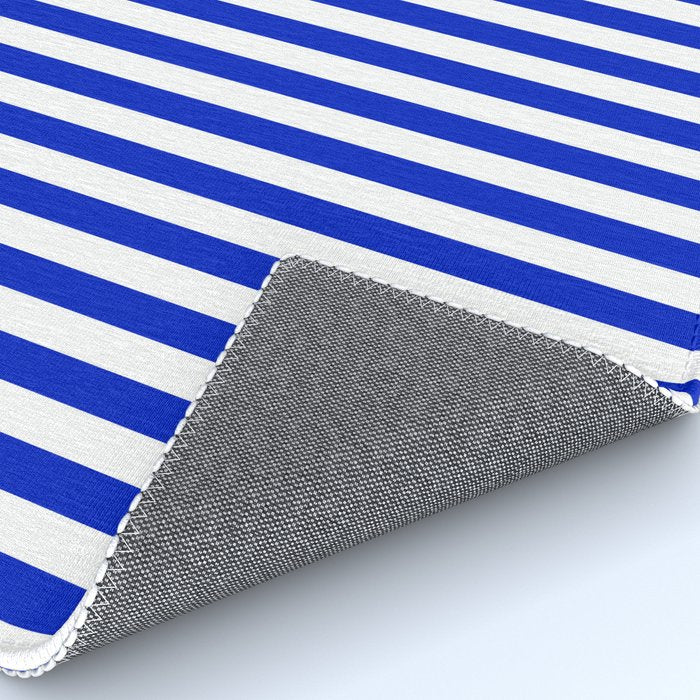 Cobalt Blue and White Vertical Deck Chair Stripe Rug Gallery Image 4