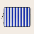 Cobalt Blue and White Vertical Deck Chair Stripe Laptop Sleeve Gallery Image 1
