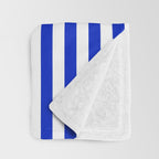Cobalt Blue and White Vertical Deck Chair Stripe Throw Blanket Gallery Image 3
