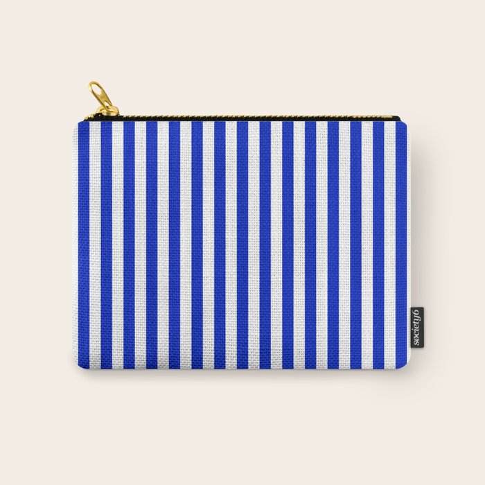 Cobalt Blue and White Vertical Deck Chair Stripe Carry All Pouch Gallery Image 1
