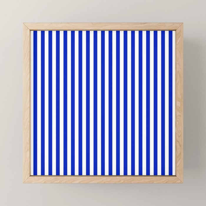 Cobalt Blue and White Vertical Deck Chair Stripe Mini Art Print Gallery Image 1