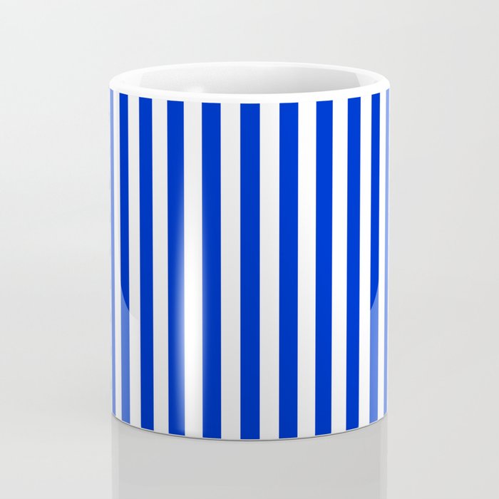 Cobalt Blue and White Vertical Deck Chair Stripe Coffee Mug Gallery Image 4