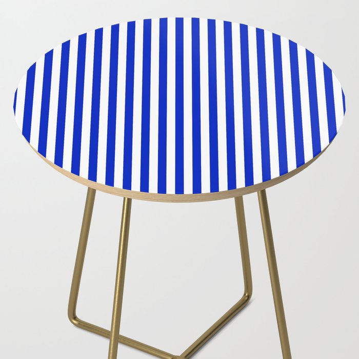 Cobalt Blue and White Vertical Deck Chair Stripe Side Table Gallery Image 2