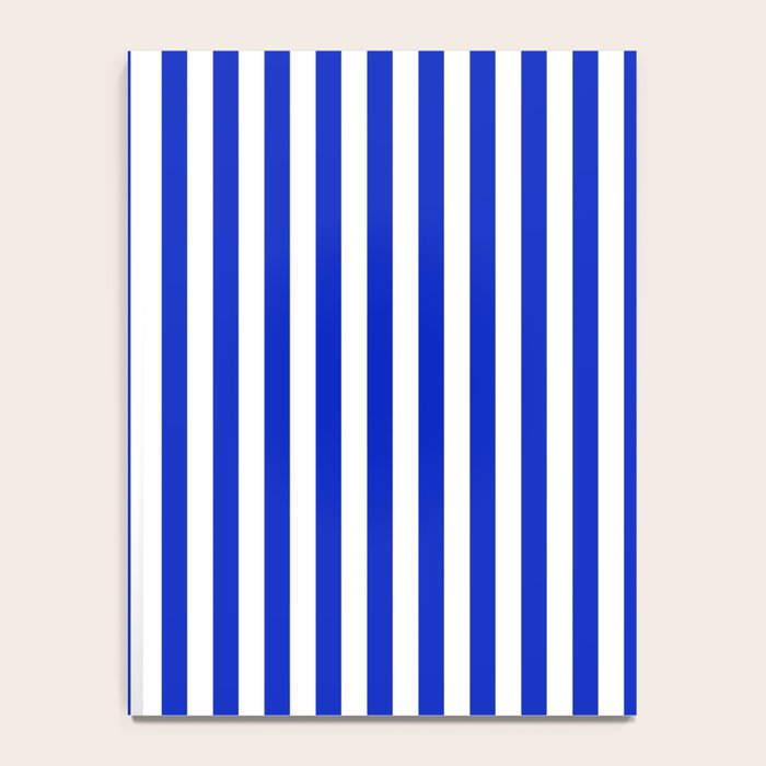 Cobalt Blue and White Vertical Deck Chair Stripe Notebook Gallery Image 4