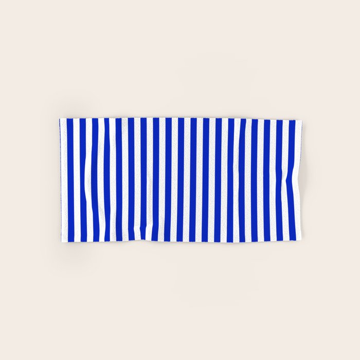 Cobalt Blue and White Vertical Deck Chair Stripe Towels Gallery Image 1