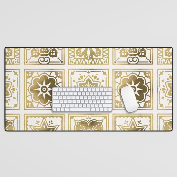 Talavera Mexican Tile - Gold Palette Desk Mat Gallery Image 1