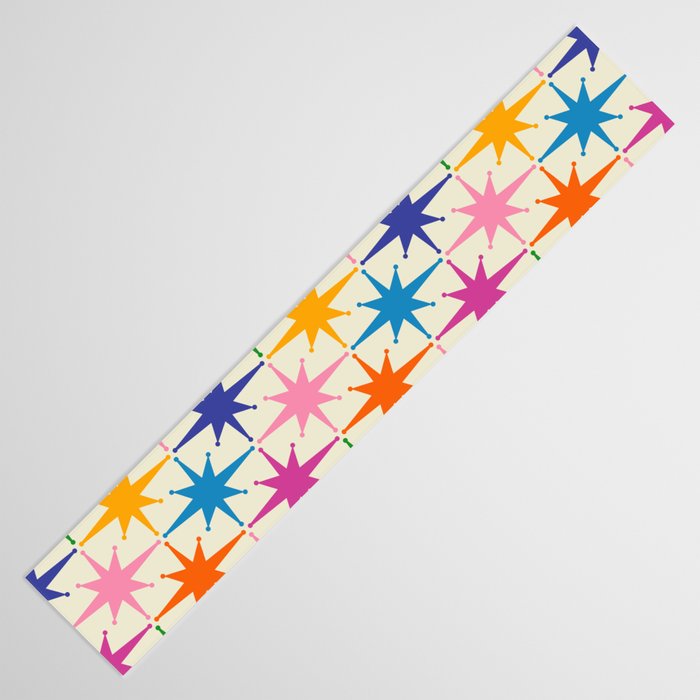 Atomic Stars Colorful Mid Century Modern Starburst Pattern Table Runner Gallery Image 3