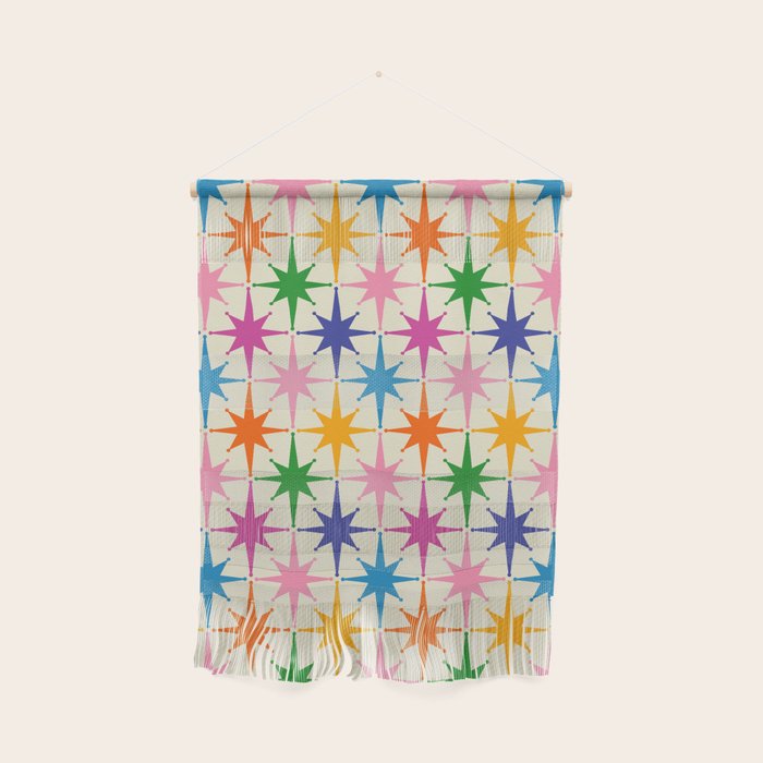 Atomic Stars Colorful Mid Century Modern Starburst Pattern Wall Hanging Gallery Image 1