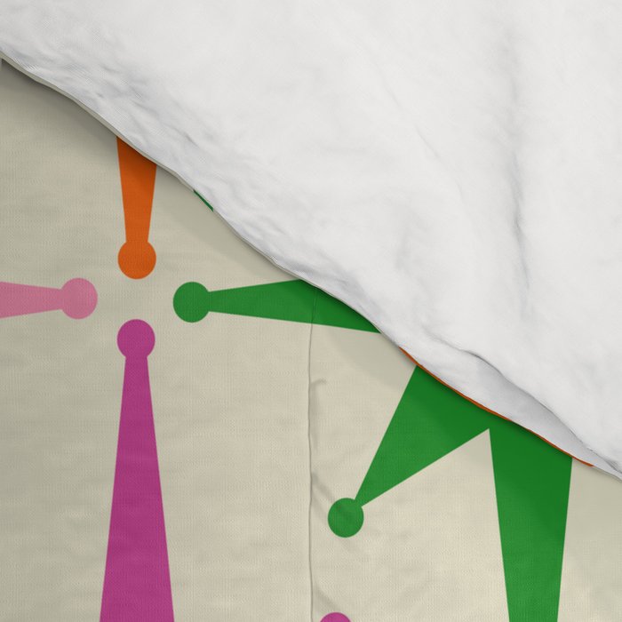 Atomic Stars Colorful Mid Century Modern Starburst Pattern Comforter Gallery Image 4