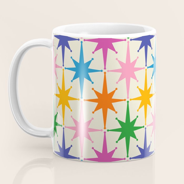Atomic Stars Colorful Mid Century Modern Starburst Pattern Coffee Mug Gallery Image 3