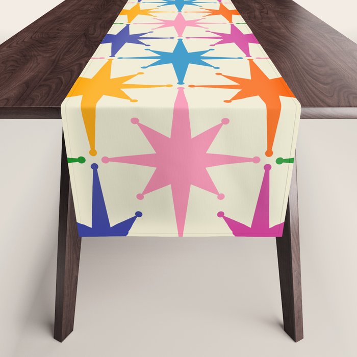 Atomic Stars Colorful Mid Century Modern Starburst Pattern Table Runner Gallery Image 1