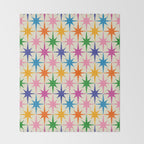 Atomic Stars Colorful Mid Century Modern Starburst Pattern Throw Blanket Gallery Image 2