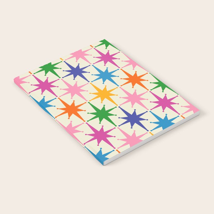 Atomic Stars Colorful Mid Century Modern Starburst Pattern Notebook Gallery Image 2