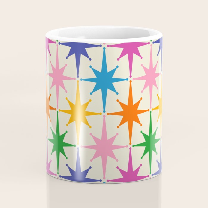 Atomic Stars Colorful Mid Century Modern Starburst Pattern Coffee Mug Gallery Image 4