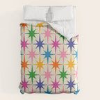 Atomic Stars Colorful Mid Century Modern Starburst Pattern Duvet Cover Gallery Image 6