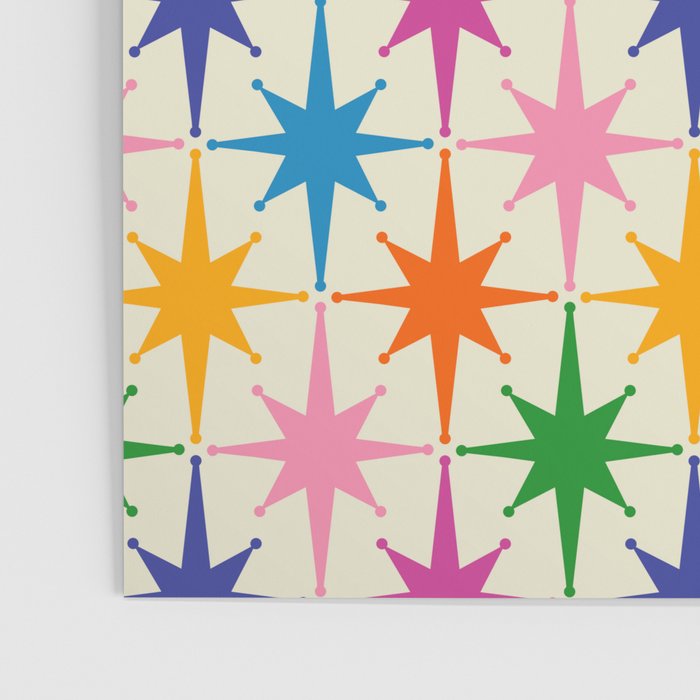 Atomic Stars Colorful Mid Century Modern Starburst Pattern Poster Gallery Image 3