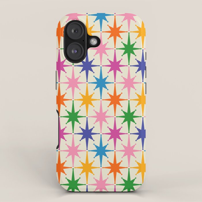 Atomic Stars Colorful Mid Century Modern Starburst Pattern iPhone Case Gallery Image 1