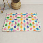Atomic Stars Colorful Mid Century Modern Starburst Pattern Rug Gallery Image 1