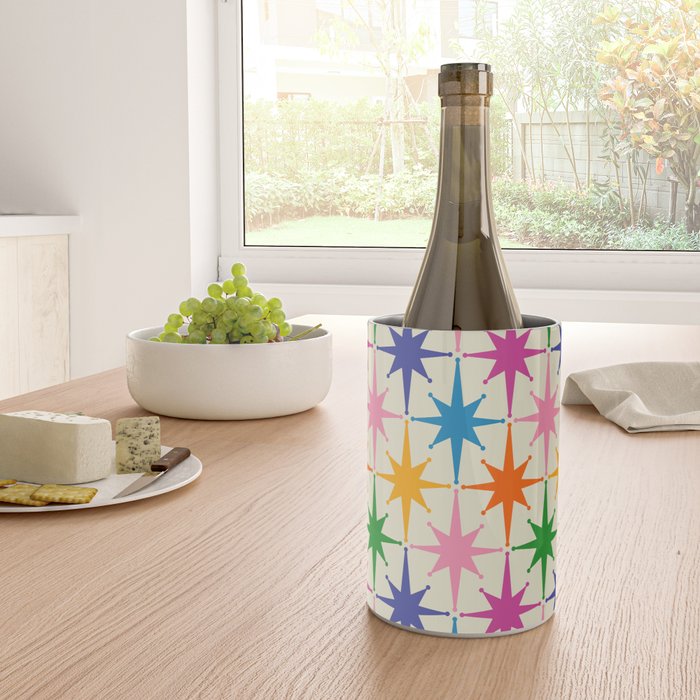 Atomic Stars Colorful Mid Century Modern Starburst Pattern Wine Chiller Gallery Image 4